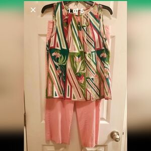 Talbots Multicolor Geometric Floral Blouse